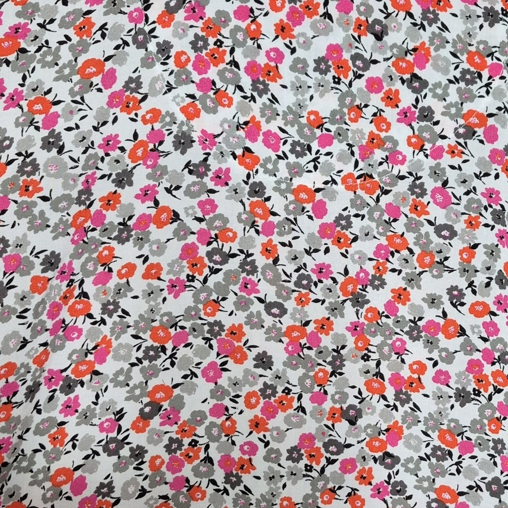 DKNY Floral Button Shirt XL Lightweight Rayon Blouse Soft Drapey Spring Summer - Picture 5 of 7